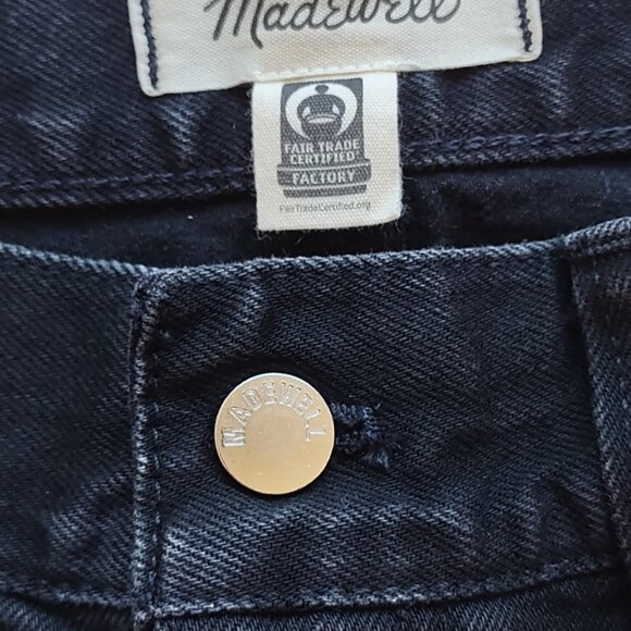 Madewell 'The Arc-Leg Jeans Black Denim Boho Barrel Style  Size 29 - Picture 7 of 10